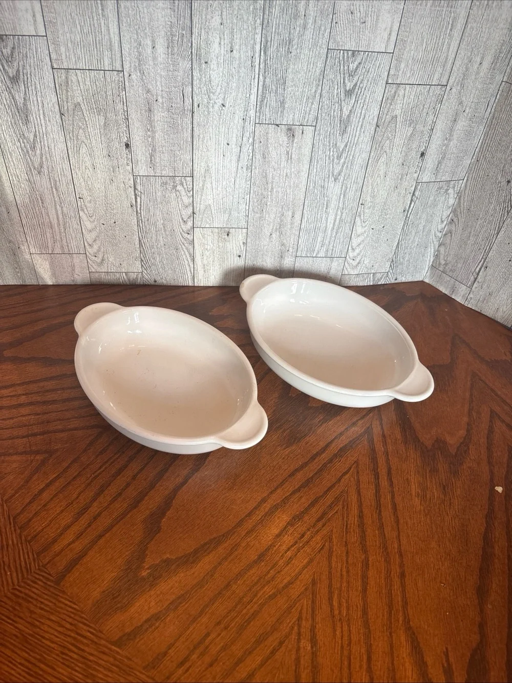 Corningware White Oval Ceramic Baking Dishes with Handles - Set of 2